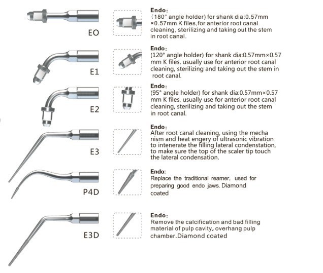 Dental Ultrasonic Scaler - Dental Ultraschall-Scaler-Spitzen-Set Silber E0-E3 P4D E3D